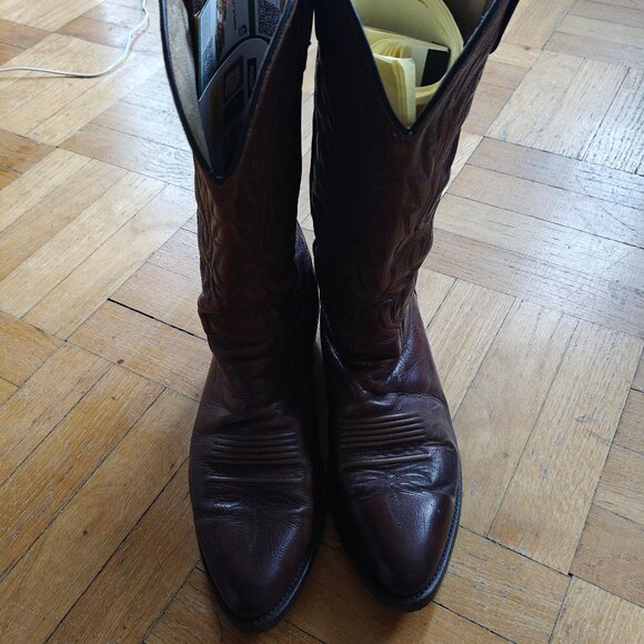 Vintage Brown Dan Post Leather Cowboy Boots size 10D - Picture 4 of 8